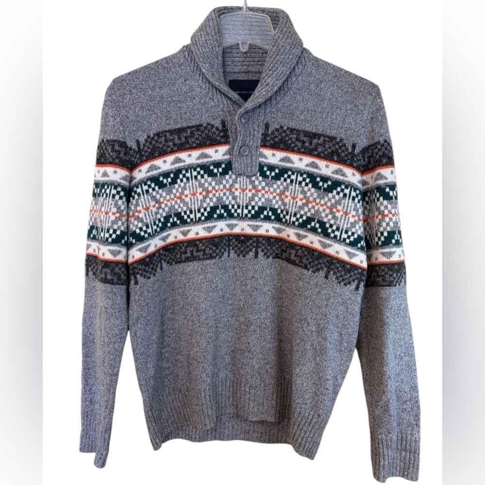 American Eagle Gray S Fair Isle Sweater